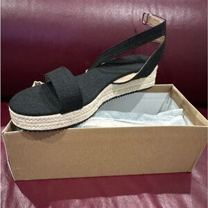 Platform Summer Strap Sandals with Ankle Strap Black